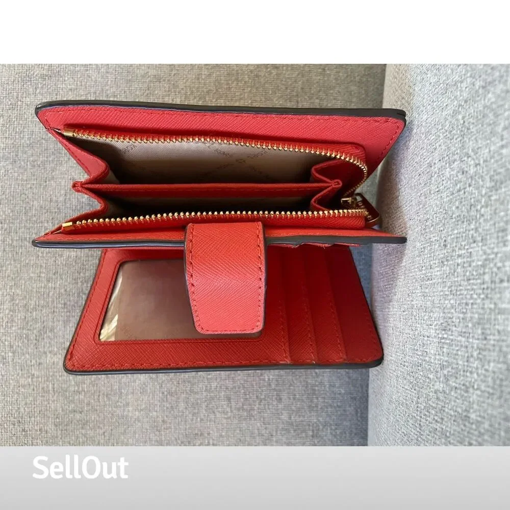 Michael Kors Jet Set Travel Women's Wallet Bright Orange Saffiano Leather